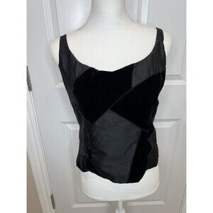 Dana Buchman Petite 8 Shirt Vintage Beaded Cropped Tank Top Black Velvet Silk
